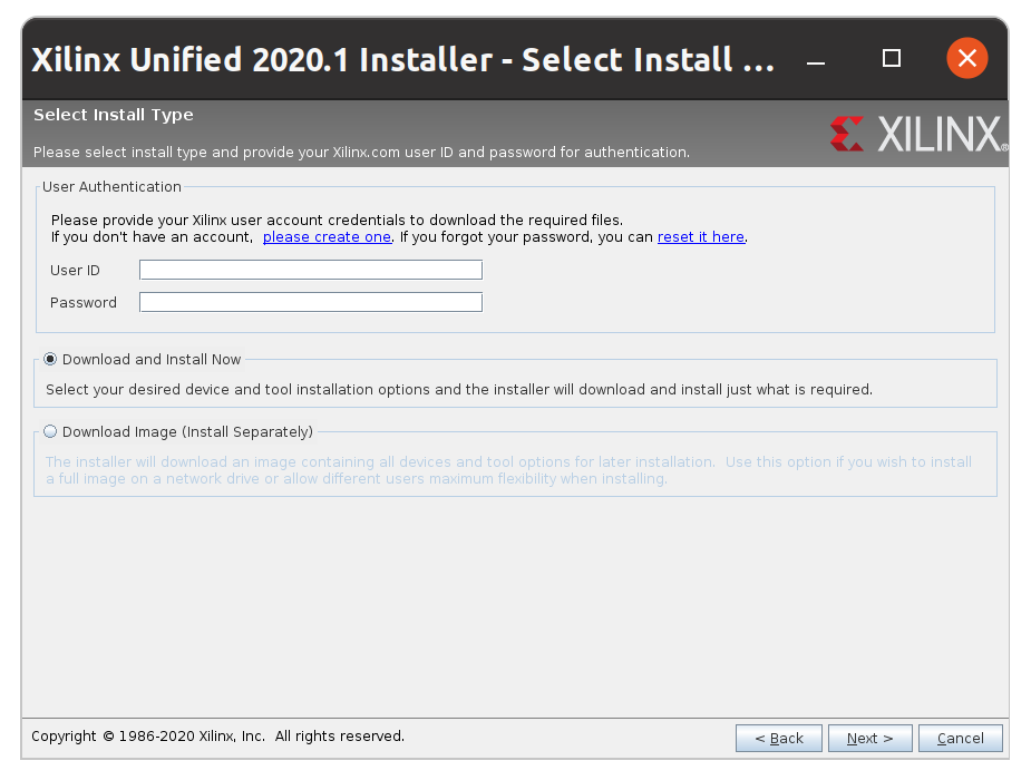 Xilinx Installer Login